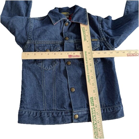 Vtg Boys OshKosh B' Gosh Denim Jean Jacket Red Flannel Lined Trucker Sz 10 USA - Picture 2 of 10